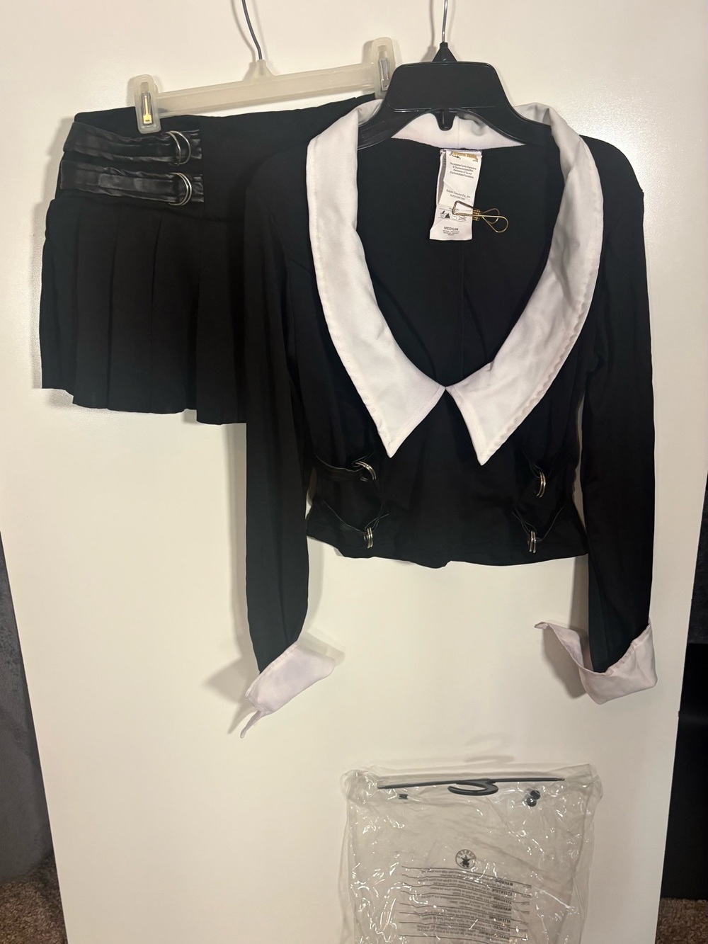 Rubie's Wednesday Addams Family Black Costume with Mini Skirt Buckle Accents